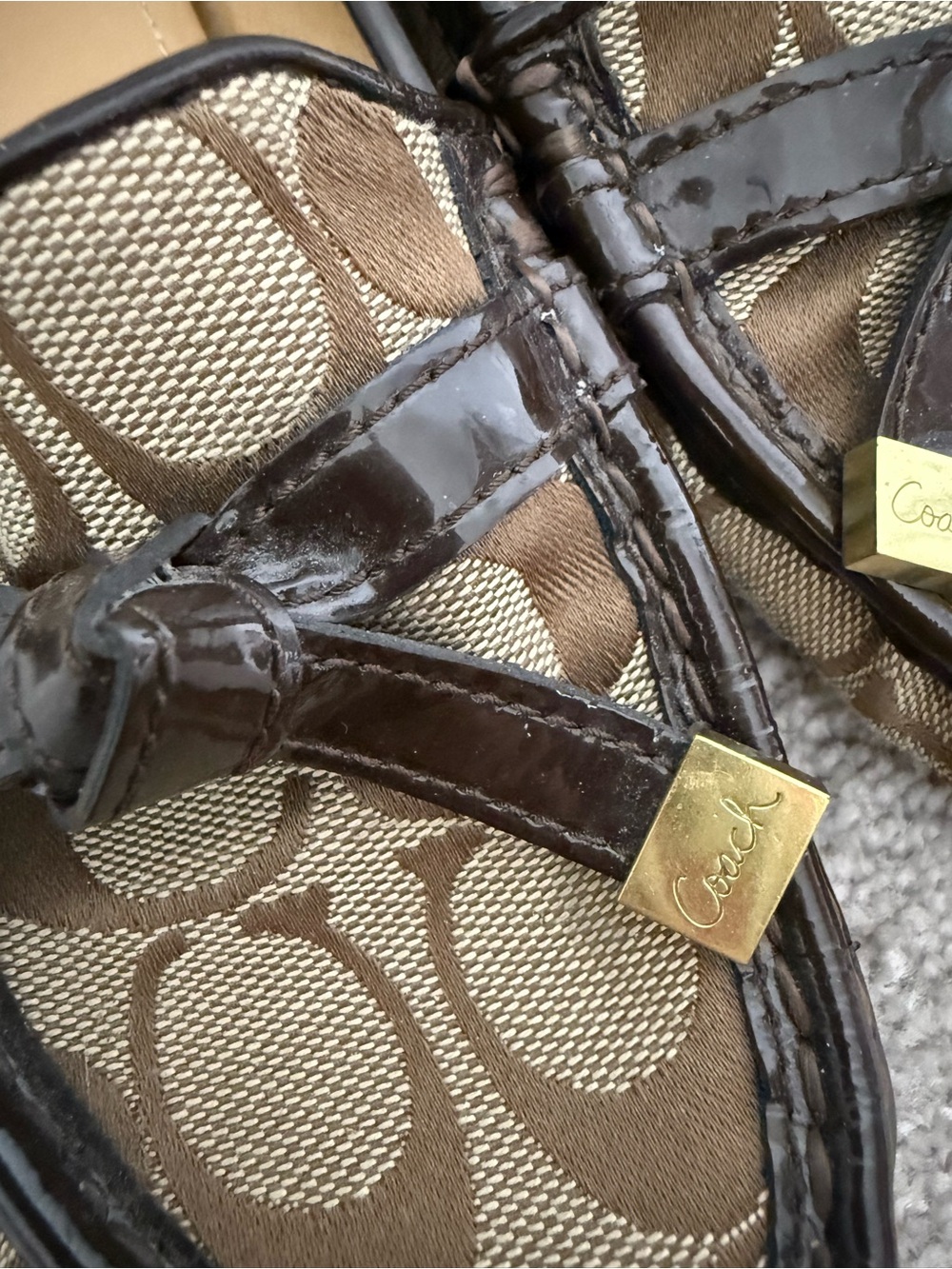 Coach Brown Signature Canvas Loafers with Dark Trim - Picture 3 of 8